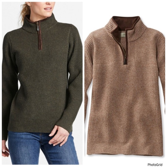 L.L. Bean Sweaters - Women’s L.L.Bean Waterfowl 100% Merino Lambswool 1/4-Zip Sweater